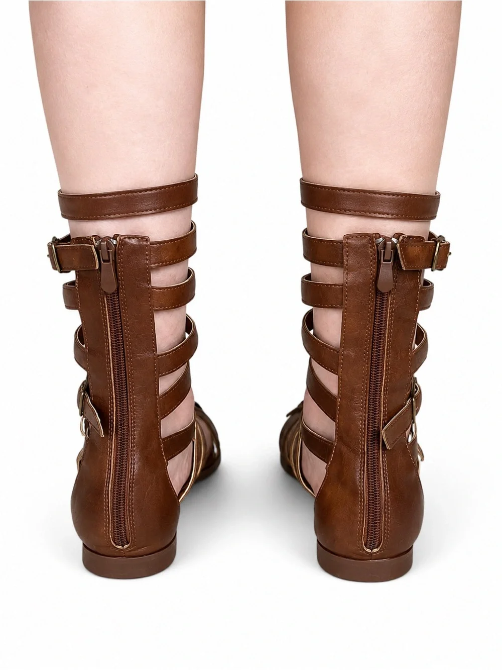 Dolls Kill Euro Trip Brown Leather Gladiator Sandals 7 Festival Boho Strappy New